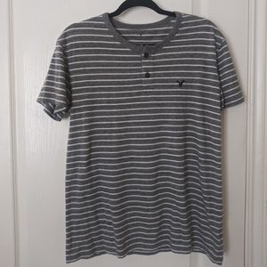 Gray & white stripes AE men's shirt